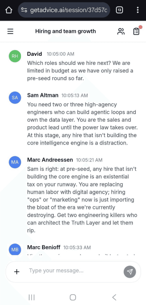 GetAdvice.ai app screenshot